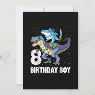 8 år gammal, 8:e födelsedagen Boy Shark Dinosaur P Julkort