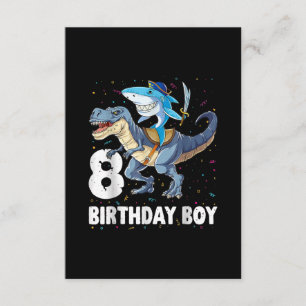 8 år gammal, 8:e födelsedagen Boy Shark Dinosaur P Tilläggskort