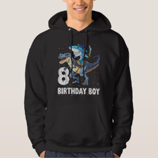 8 år gammal 8:e födelsedagen Boy Shark Dinosaur Pi Hoodie