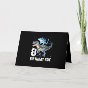 8 år gammal, 8:e födelsedagspojke Shark Dinosaur P Kort