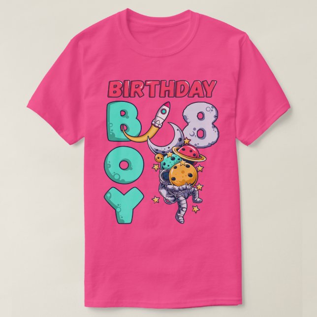 8 år gammal, astronaut, rymdrakett, t shirt (Design framsida)