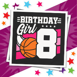 8 år gammal basketboll Party 8:e födelsedagsflicka Pappersservett