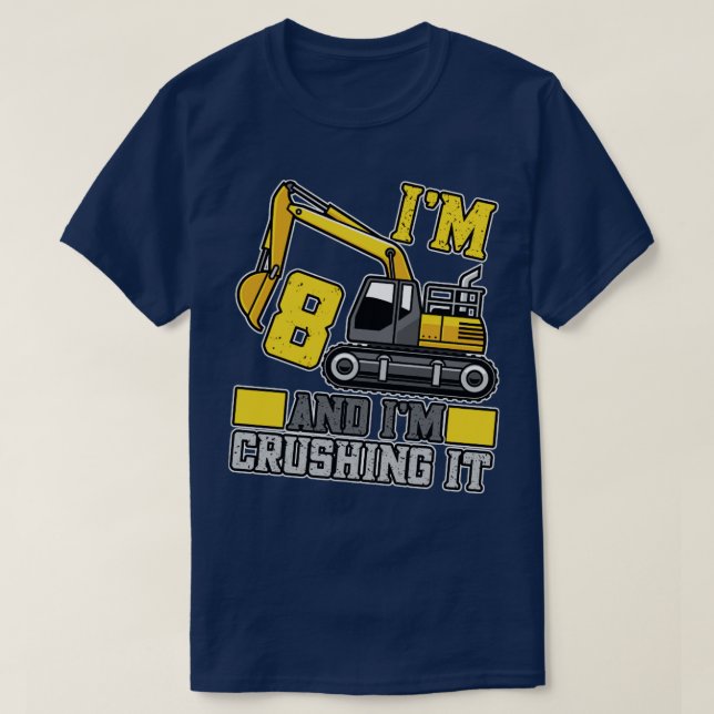 8 år gammal Crushing IT Construction Lastbil 8:e f T Shirt (Design framsida)