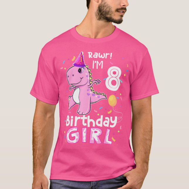 8 år gammal dosinosaur födelsedag 8th t Rex Dino å Shirt (Framsida)