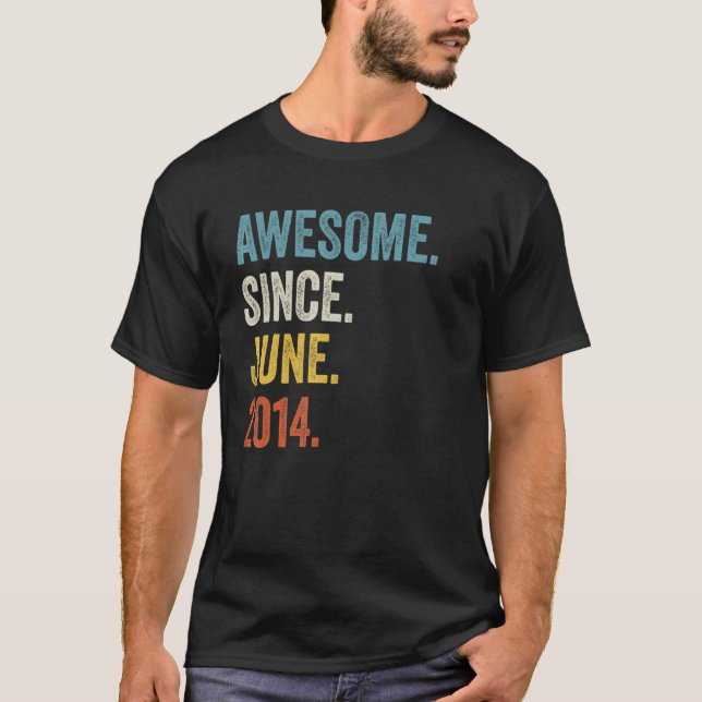 8 år gammal Fantastisk sedan juni 2014 8:e födelse T Shirt (Framsida)