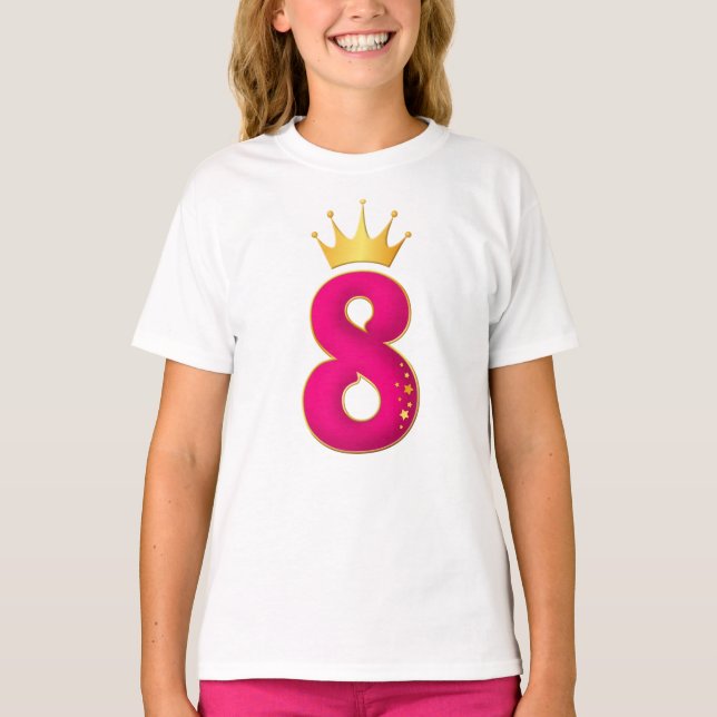 8 år gammal, Födelsedagsfest design för flickor. 8 T Shirt (Framsida)