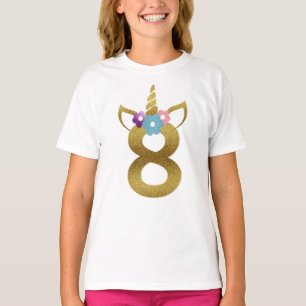 8 år gammal för barn för Unicornfödelsedagflic Tee