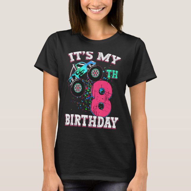 8-årig flicka 8:e födelsedag Monster Lastbil Boy C T Shirt (Framsida)