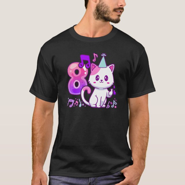 8-årig födelsedagsflicka, K-pop-finger hjärta, kit T Shirt (Framsida)