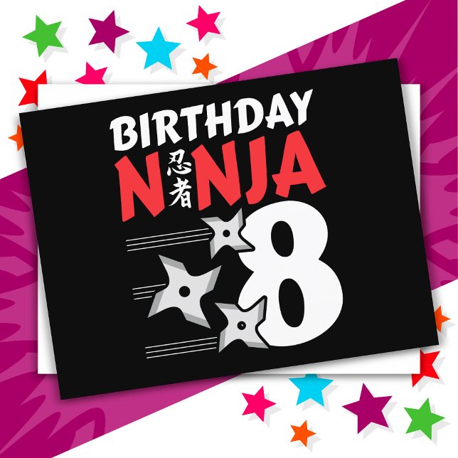 8 Årig Ninja Födelsedagsfest Stjärnor Barn 8-årsda Vykort (Skapare uppladdad)
