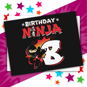 8-årig serietidningsstil Ninja 8-årsdag Vykort