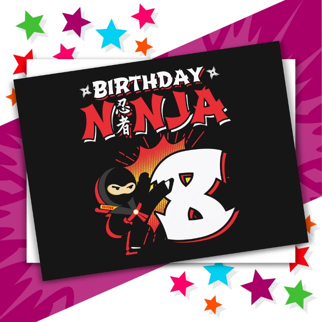 8-årig serietidningsstil Ninja 8-årsdag Vykort (Skapare uppladdad)