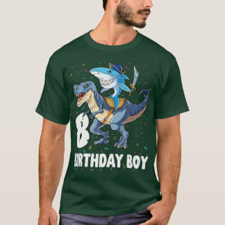 8-årig Shirt 8th Birthday Boy Shark Dinosaur T Shirt