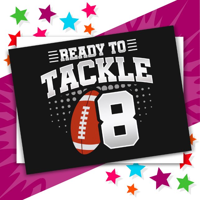 8-årig Tackle Football Party Kids 8-års födelsedag Vykort (Skapare uppladdad)