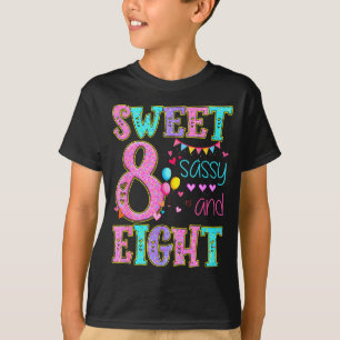 8-åriga söta Sy och åtta födelsedagsflicka Donut T Shirt