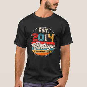 8 års ålder född 2014 Vintage 8 födelsedag T Shirt