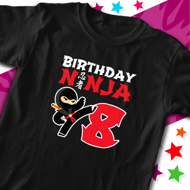 8 års ålder Karate Ninja Party Kids 8:e födelsedag T Shirt (Skapare uppladdad)