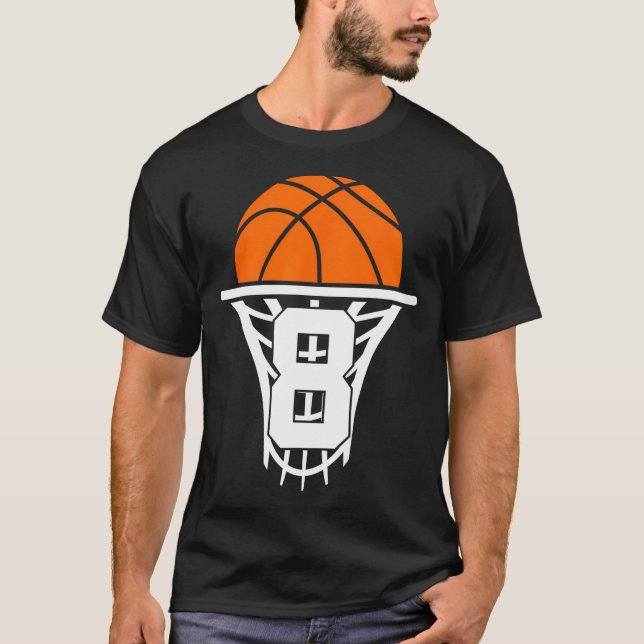 8 års basket 8:e födelsedag t shirt (Framsida)