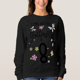 8 års Blommigt Butterfly Birthday Girls 8th Gir T Shirt
