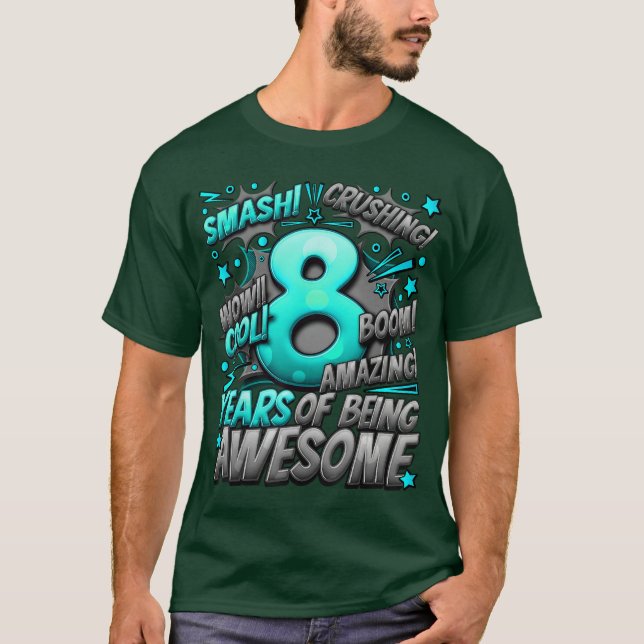 8-års födelsedag Serietidningsstil Fantastisk seda T Shirt (Framsida)
