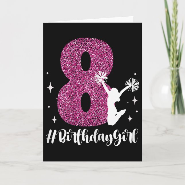 8-års födelsedags Cheerleader Flicka 8 år gammal C Kort (Framsida)