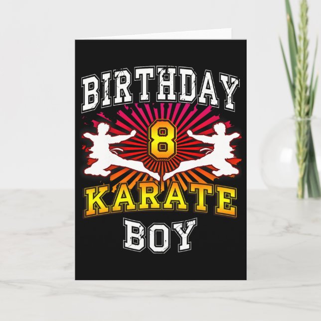 8-års födelsedags pojke - Karate 8 år gammal unge  Kort (Framsida)