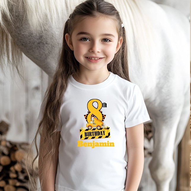 8-års födelsedagsdump Druck konstruktionstema Part T Shirt (Skapare uppladdad)