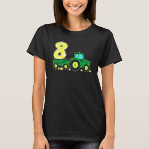 8 års Födelsedagsfest av Grönt Farm Tractor Farm T Shirt