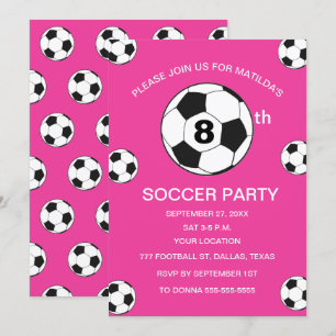8-års födelsedagsfest Fotboll Rosa Flickor Sport Inbjudningar