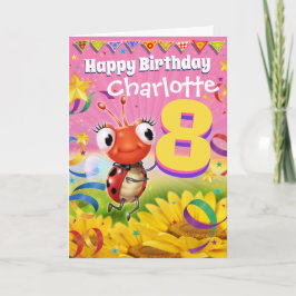 8 års födelsedagskort Little Ladybug range Anpassn Kort