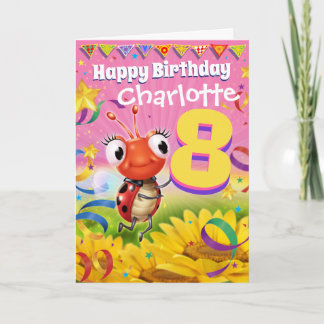 8 års födelsedagskort Little Ladybug range Anpassn Kort