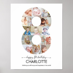 8-års födelsedagsnummer 8 fotokollage anpassad bil poster