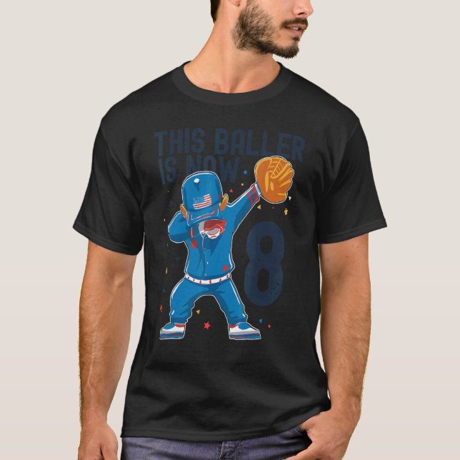 8 års gammal baskeboll, födelsedag 8:e spelaren t shirt (Framsida)