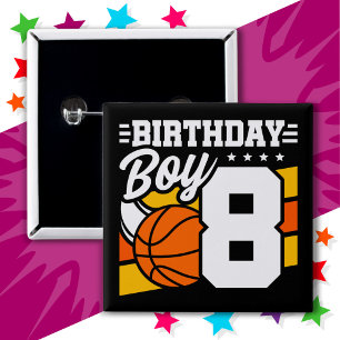 8 års gammal basketboll Party, tema 8:e födelsedag Knapp
