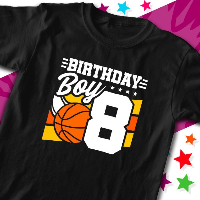 8 års gammal basketboll Party, tema 8:e födelsedag T Shirt (Skapare uppladdad)