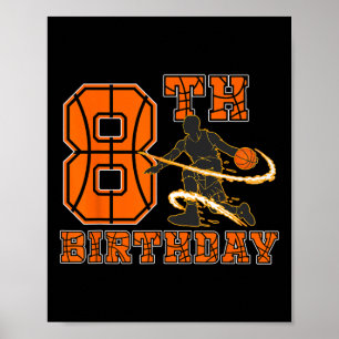 8 års gammal basketspelare 8:e födelsedagspojken s poster