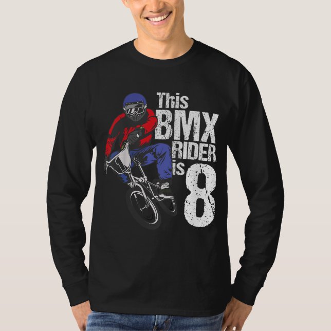8 års gammal BMX-Födelsedagsfest Boys Dirt Bike Bi T Shirt (Framsida)