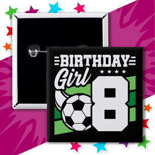 8 års gammal fotboll Party 8:e födelsedagsflickan Knapp