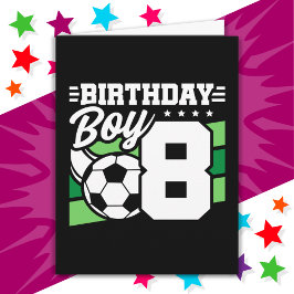 8 års gammal fotbollsmatch Party 8:e födelsedagspo Kort