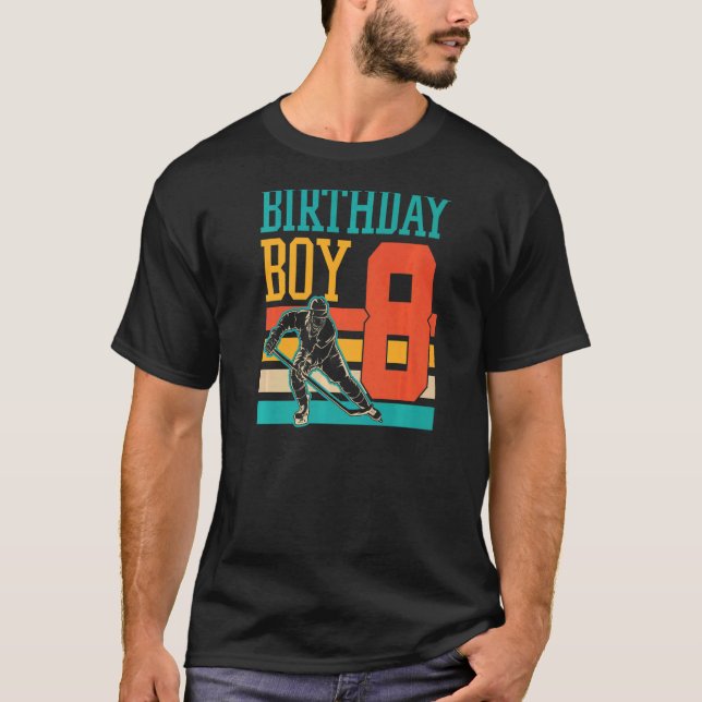 8 års Gammal ishockey, 3:e Födelsedagsfesten Su T Shirt (Framsida)