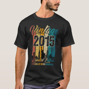 8 års gammal Vintage 2015 åttonde Födelsedagsfeste T Shirt