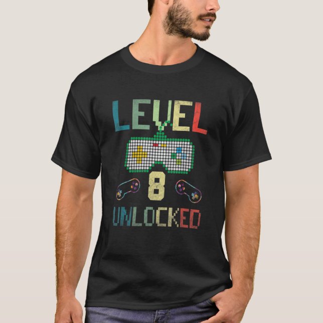 8 års gammaldags 8-grads upplåsningsfritt 8:e föde t shirt (Framsida)