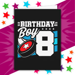 8 års gammalt Hockey Party-tema 8:e födelsedagspoj Kort
