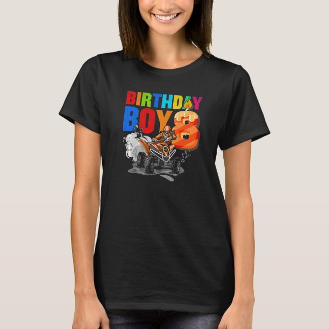 8 års gammalt tema med fyra Födelsedagsfester ATV  T Shirt (Framsida)