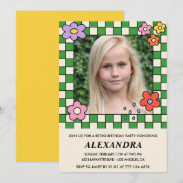 8-års inbjudningar Retro Groovy Blommor