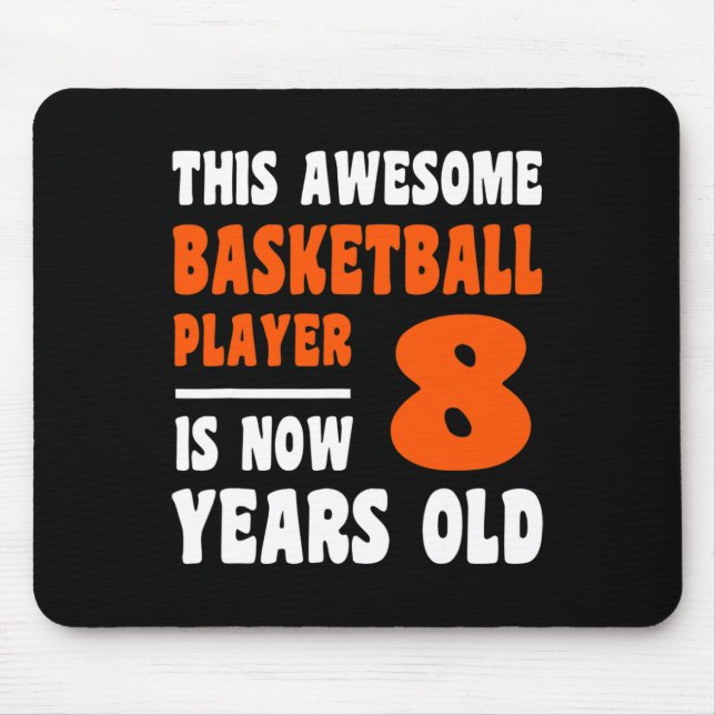 8 års Lycklig 8:e födelsedag Basketboll 8:e födels Musmatta (Framsidan)