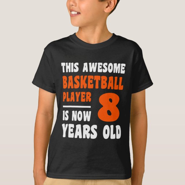8 års Lycklig 8:e födelsedag Basketboll 8:e födels T Shirt (Framsida)