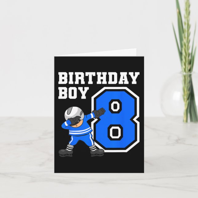 8 års Old Boy Ice Hockey Player 8th Birthday Kid Kort (Framsida)