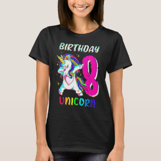8 års Old Girl Dabbing Unicorn 8th Birthday Unic T Shirt