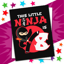 8-årsdag 8 år gamla barnkalas Lilla Ninja 8 Vykort